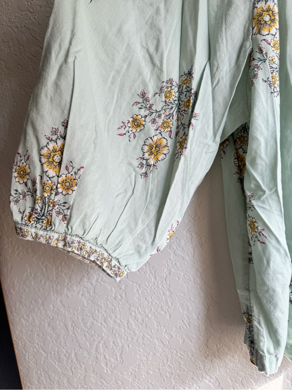 LC Lauren Conrad Mint Green Blouse with Yellow Floral Trim - Picture 3 of 6
